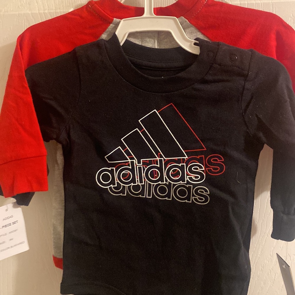 Brand New  Adidas With Tags Two Piece Set onesies 6 months boys